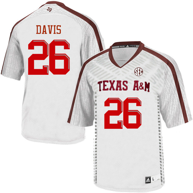 Men #26 Victor Davis Texas A&M Aggies College Football Jerseys-White - Click Image to Close